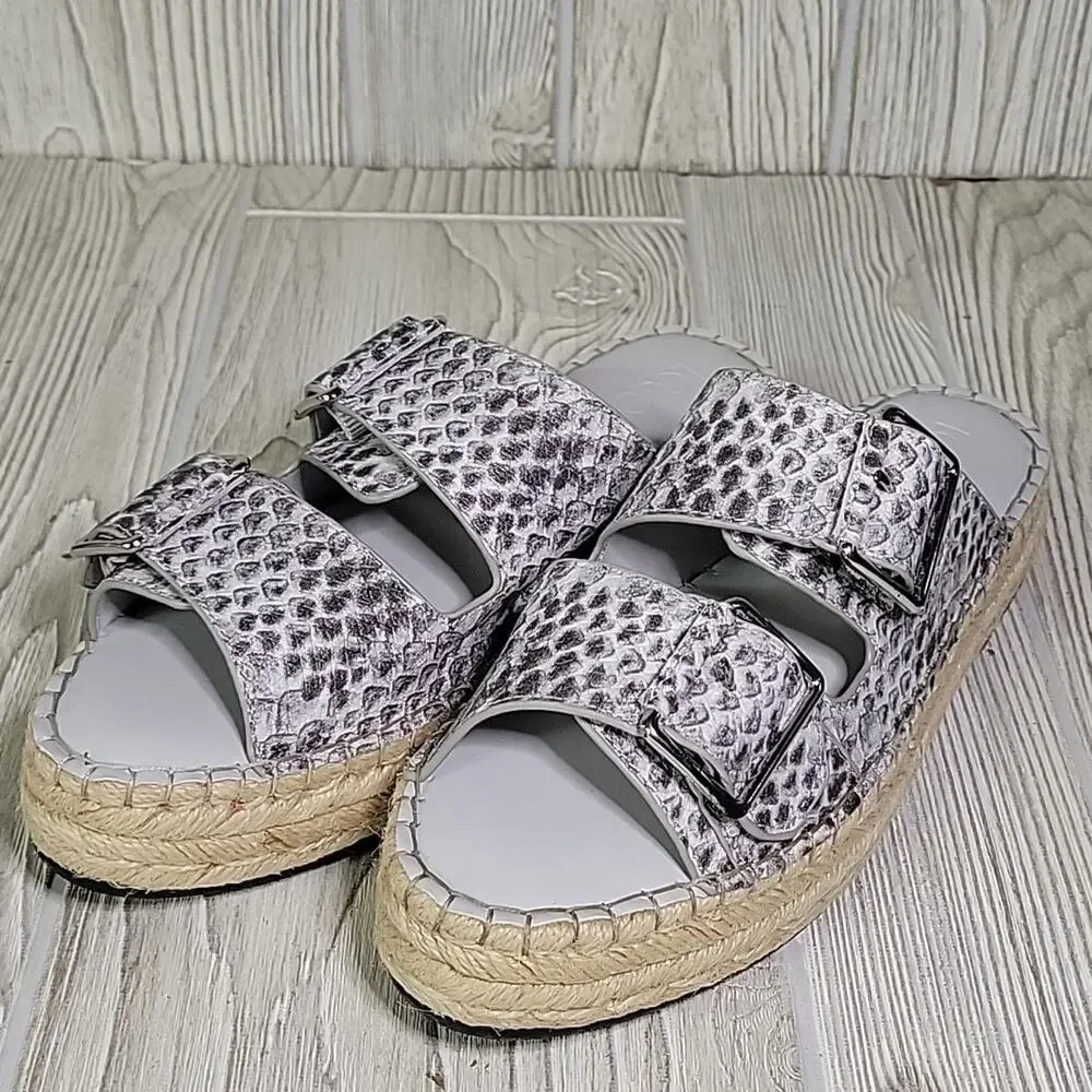Logo by Lori Goldstein Lindsay Leather Snake Double Strap Sandals Womens Size 6